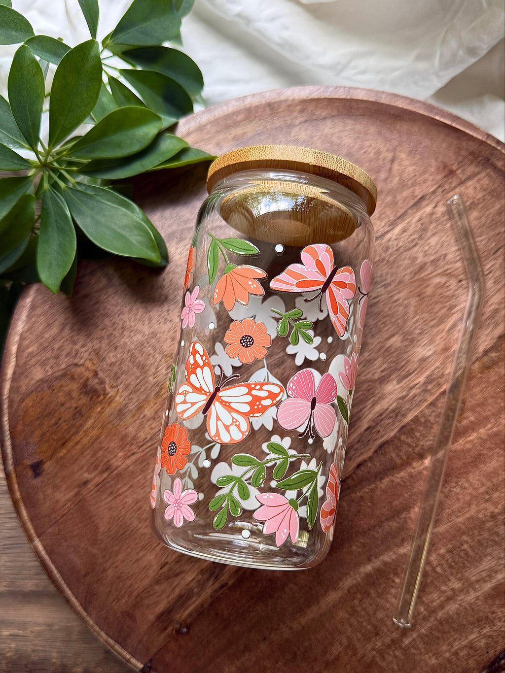Glas med tryck - Fjärilar