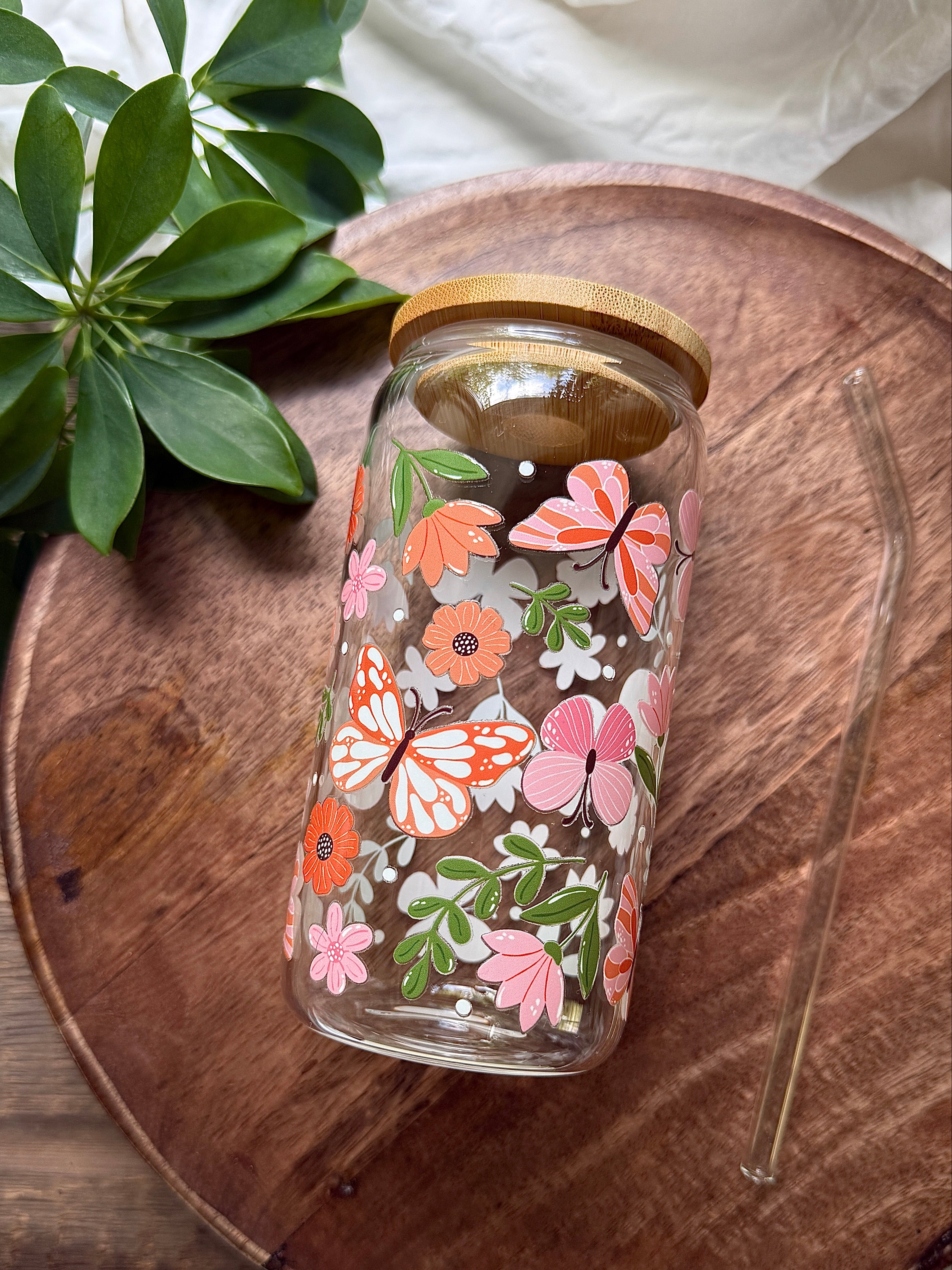 Glas med tryck - Fjärilar