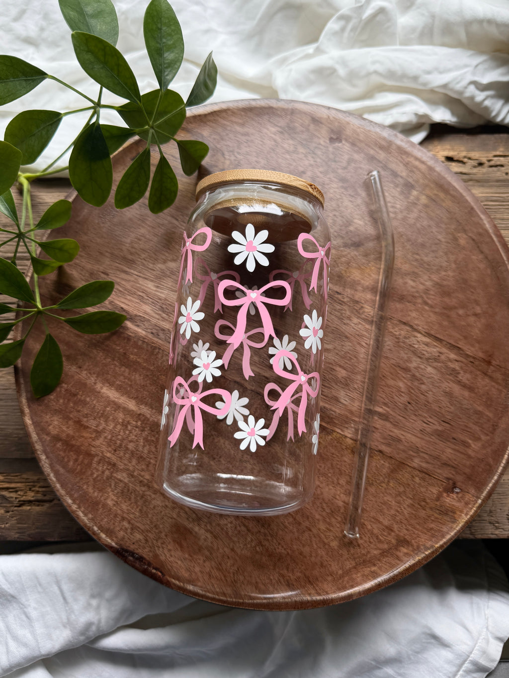 Glas med tryck - med rosetter