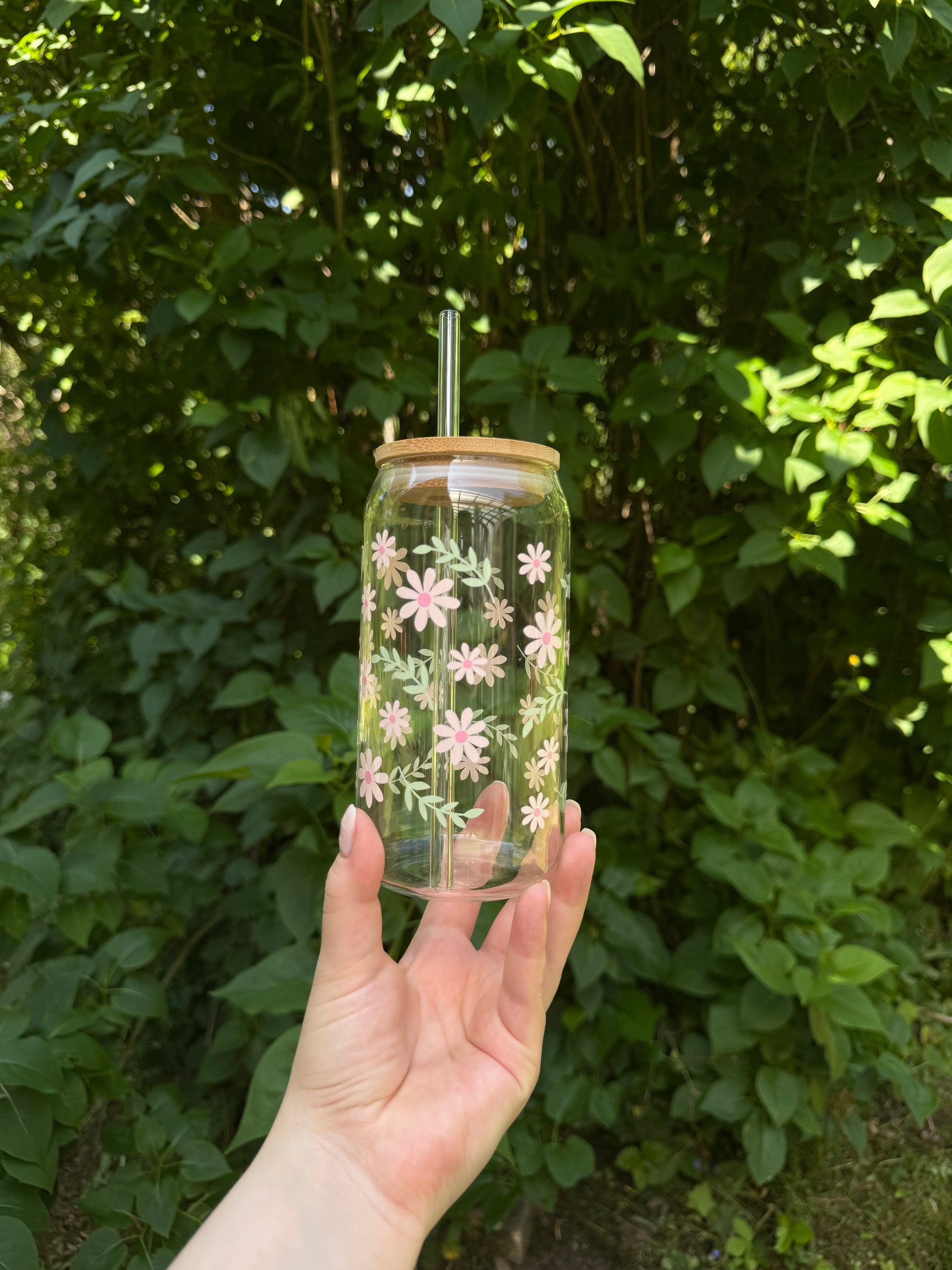 Glas med tryck - Sommarblom